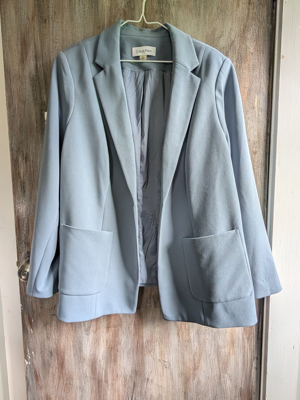 Calvin Klein Light Blue Open Front Blazer Jacket